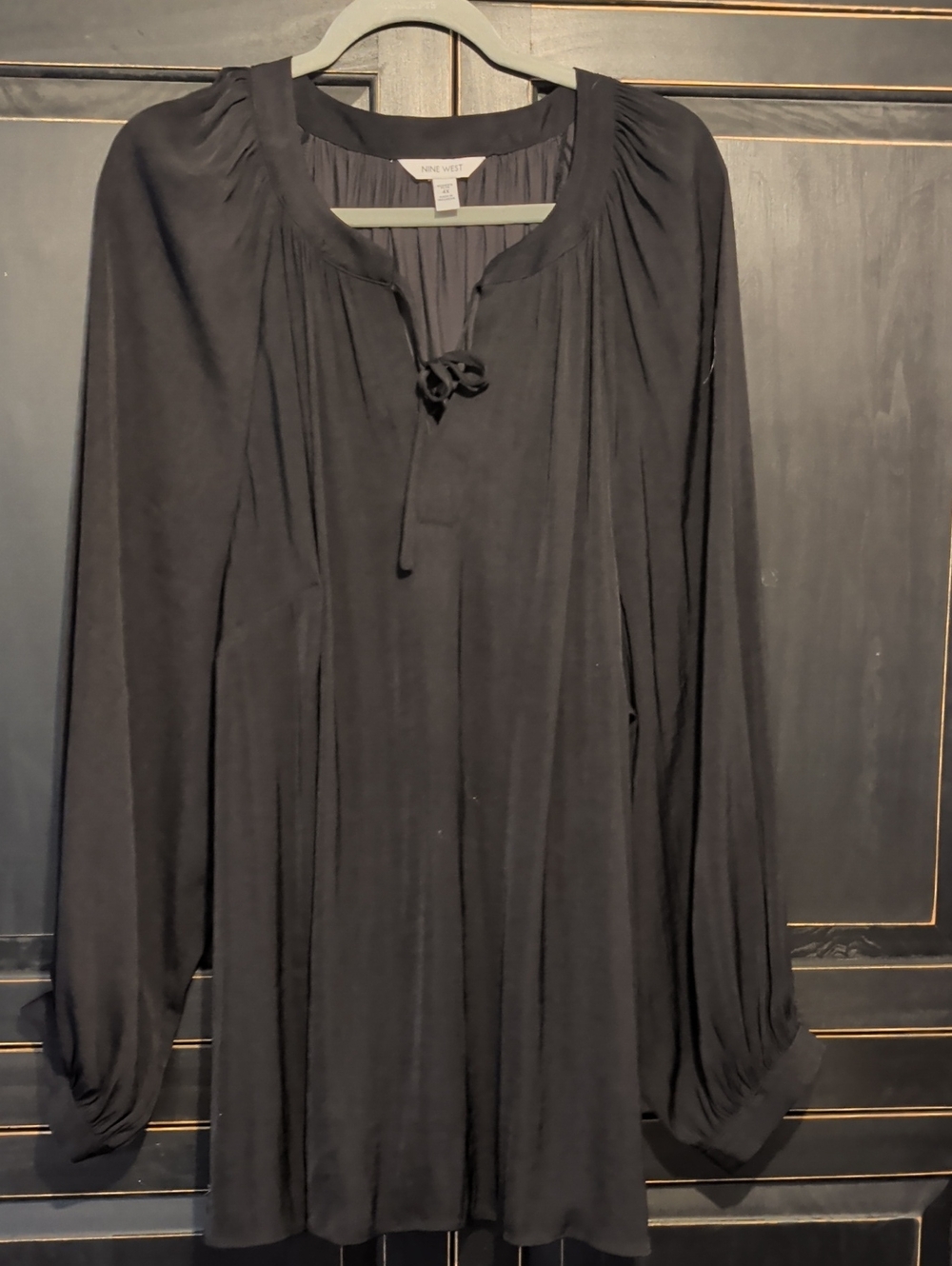 Nine West Black Long-Sleeve Peasant Dress